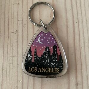 Los Angeles Cityscape Keychain - Purple and Silver